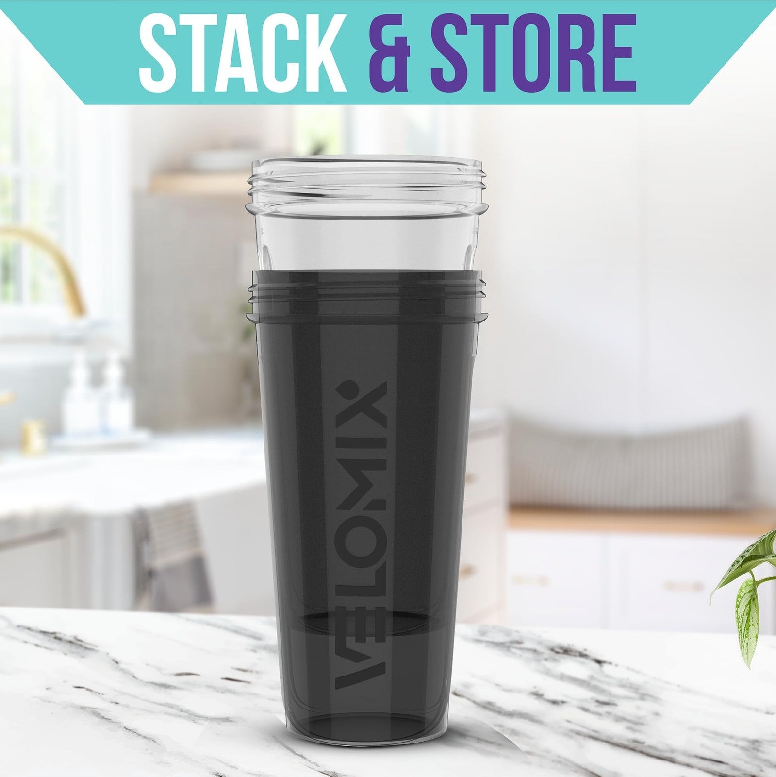 VELOMIX 2-Pack 28Oz Leak-Proof Protein Shaker Bottles W/ Wire Whisks