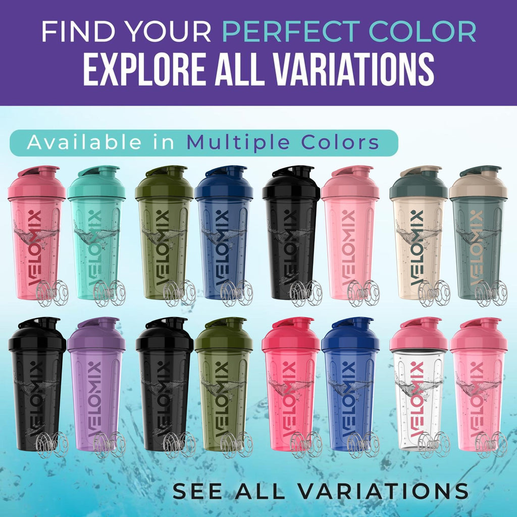 VELOMIX 2-Pack 28Oz Leak-Proof Protein Shaker Bottles W/ Wire Whisks