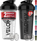 VELOMIX 2-Pack 28Oz Leak-Proof Protein Shaker Bottles W/ Wire Whisks